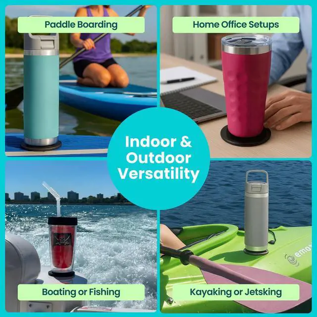 Alt view image 4 of 7 - Non-Tipping Kit | Magnetic & Suction Cup Base + Adhesive Disc for Cups, Bottles & Can Coolers (Fits 1230 oz) | Spill-Proof Drink Solution for Boats, Kayaks, SUPs, RVs & More