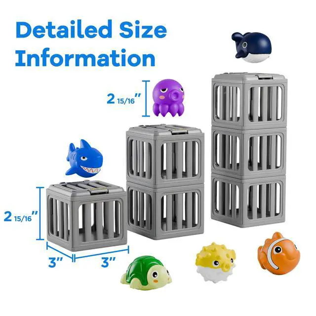 Alt view image 7 of 7 - Kids Pool Diving Toys, Water Swimming Dive Pool Game, Toddler Bath Toy Play Set W/ Fish Box Floating Animals, Fun Outdoor Beach Lake Swim Summer Party Gift 3 4 5 6 7 8 10 12 Year Old Boy Girl