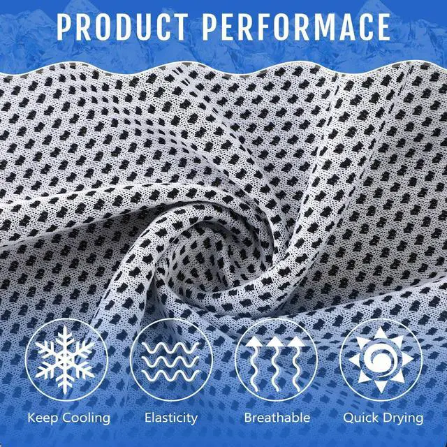 Alt view image 3 of 6 - 30 Pack Cooling Towels, 40"x12" Ice Breathable Chilly Sweat Rag Microfiber Workout Rags for Gym Towels for Neck and Face for Yoga Golf Sport Running(Light Gray, Dark Blue)