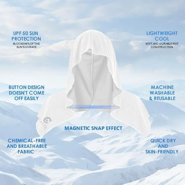 Alt view image 2 of 7 - 3 Pack Cooling Hoodie Towels for Neck and Face, UPF 50 Sun Protection & Instant Cooling, Ice Towels for Hot Weather, Soft Breathable Towel for Sport, Work Out, Gym, Camping & More Activities
