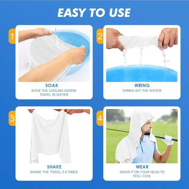 Alt view image 3 of 7 - 3 Pack Cooling Hoodie Towels for Neck and Face, UPF 50 Sun Protection & Instant Cooling, Ice Towels for Hot Weather, Soft Breathable Towel for Sport, Work Out, Gym, Camping & More Activities