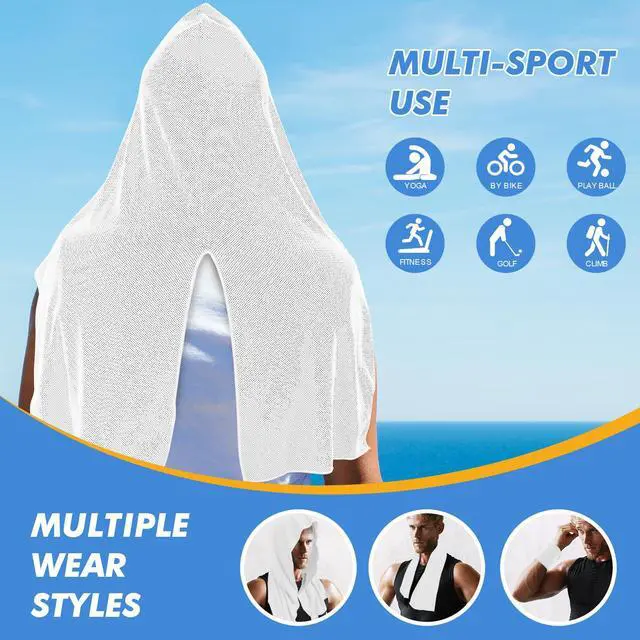 Alt view image 5 of 7 - 3 Pack Cooling Hoodie Towels for Neck and Face, UPF 50 Sun Protection & Instant Cooling, Ice Towels for Hot Weather, Soft Breathable Towel for Sport, Work Out, Gym, Camping & More Activities