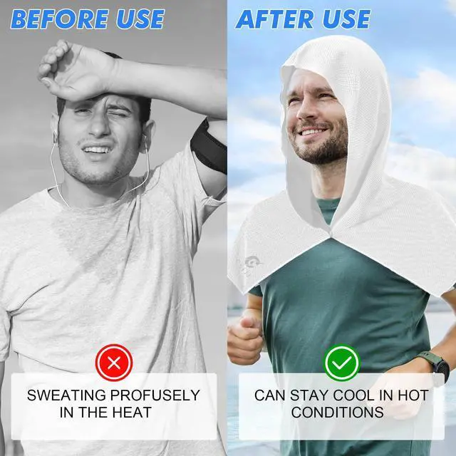 Alt view image 4 of 7 - 3 Pack Cooling Hoodie Towels for Neck and Face, UPF 50 Sun Protection & Instant Cooling, Ice Towels for Hot Weather, Soft Breathable Towel for Sport, Work Out, Gym, Camping & More Activities