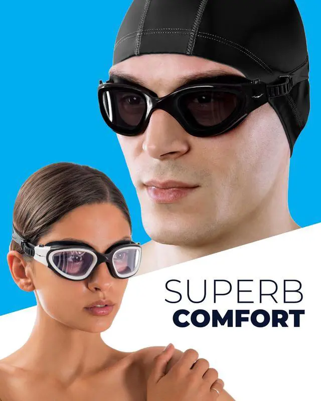 Alt view image 7 of 7 - Swimming Goggles Swim Goggles for Adults Men Women Kids Youth Girls Boys Children DX (Clear-Lenses White/Black-Frame)