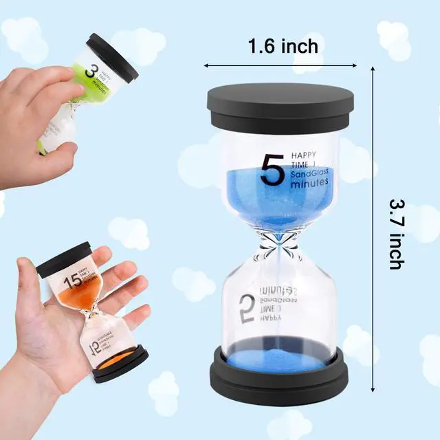Alt view image 2 of 6 - Sand Timer, Sand Timers Colorful 1/3/5/10/15/30 Minutes Sandglass Timer with Protective Cover for Classroom Home Office Cooking (Pack of 6) Multicolor