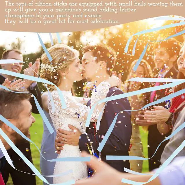 Alt view image 5 of 7 - 40 Pcs Wedding Ribbon Sticks with Bells Dusty Blue Streamers Fairy Stick Wands Ribbon Tassel Wands for Baby Shower Send Off Party Activities Holiday Celebration Supplies
