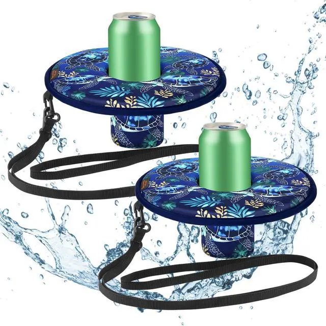 Main image of Floating Drink Holder for Pool Neoprene Drink Floaties for Pool Cup Floats for Beverage Cans/Cups/Bottles, Thickened Floating Cup Holder - 2 Pack (Turtles)
