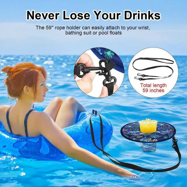 Alt view image 4 of 7 - Floating Drink Holder for Pool Neoprene Drink Floaties for Pool Cup Floats for Beverage Cans/Cups/Bottles, Thickened Floating Cup Holder - 2 Pack (Turtles)