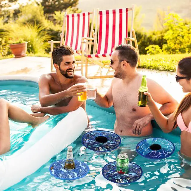 Alt view image 2 of 7 - Floating Drink Holder for Pool Neoprene Drink Floaties for Pool Cup Floats for Beverage Cans/Cups/Bottles, Thickened Floating Cup Holder - 2 Pack (Turtles)