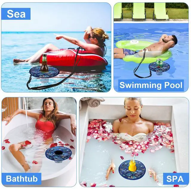 Alt view image 7 of 7 - Floating Drink Holder for Pool Neoprene Drink Floaties for Pool Cup Floats for Beverage Cans/Cups/Bottles, Thickened Floating Cup Holder - 2 Pack (Turtles)