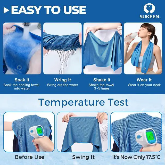 Alt view image 3 of 7 - Cooling Towels 6 Pack (40"x12"), Cooling Towels for Neck and Face, Quick Dry Sport Camping Cooling Towel, Cold Towel for Hot Weather