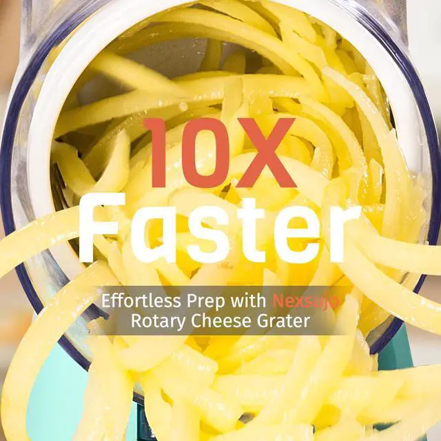 Alt view image 2 of 7 - Cheese Grater Hand Crank, Rotary Cheese Shredder with 3 Interchangeable Blades for Coarse, Fine Shredding and Slicing, Strong Suction Base for Pizza, Pasta, Salad, Vegetables, Nuts, Chocolate