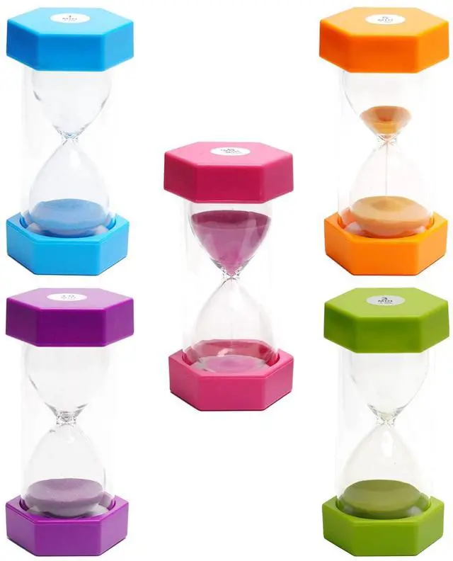 Main image of 5 PcsColorful Hourglass, Sand Timers, Acrylic Hourglass Timer, Kitchen Timer,1/3/5/10/30 Minutes Sandglass for Classroom, Home, Kitchen, Office Decoration