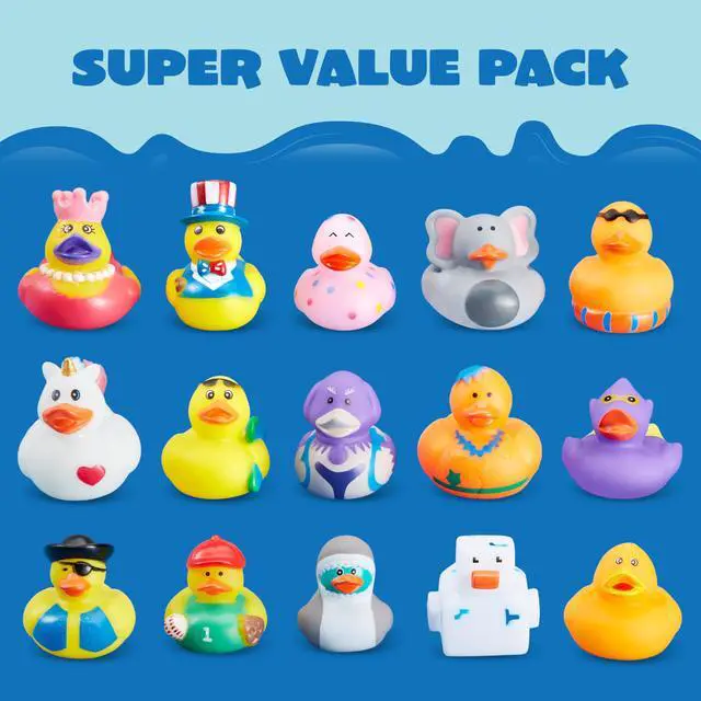 Alt view image 4 of 7 - 30 Pcs Rubber Ducks, Random Assortment Ducks Bulk with Mesh Carry Bag, Mini Rubber Duckies for Baby Bath Toys, Kids Toddler Summer Pool Toys Birthday Gifts Party Favors