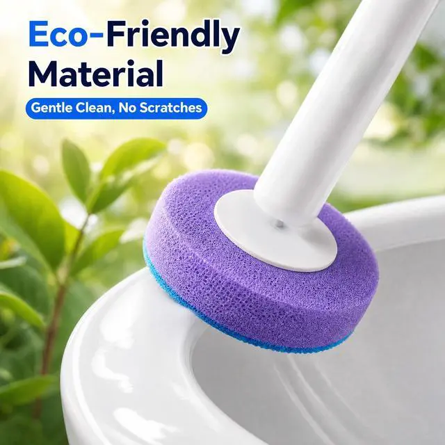 Alt view image 6 of 7 - Disposable Toilet Brush, Hands-Free Toilet Bowl Scrubber for Bathroom Cleaning Featuring 2 Wands, 28 Rainbow Refills and Floor Standing Caddy