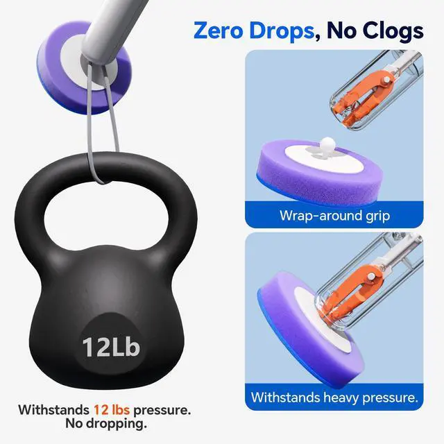 Alt view image 4 of 7 - Disposable Toilet Brush, Hands-Free Toilet Bowl Scrubber for Bathroom Cleaning Featuring 2 Wands, 28 Rainbow Refills and Floor Standing Caddy