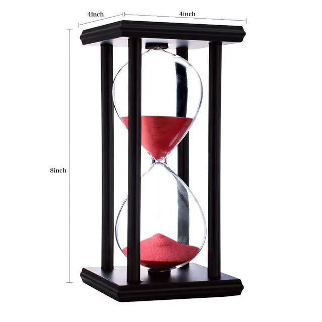 Alt view image 5 of 5 - Hourglass Timer with Red Sand, 60 Minute Wooden Frame Sand Timer, Creative Handcraft Decoration