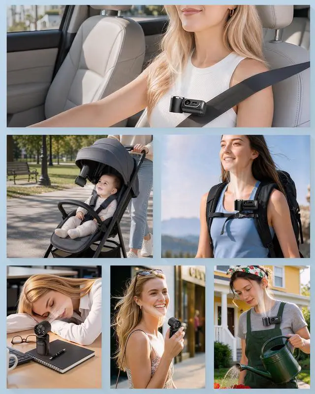 Alt view image 2 of 7 - Mini Clip on Fan Handheld, 3000mAh Rechargeable Portable Fan with LED Display, 3-in-1 Personal Cooling Fan, 5 Speeds Quiet USB C Fan for Stroller Desk Travel Camping Office for Women Men Kids, Black