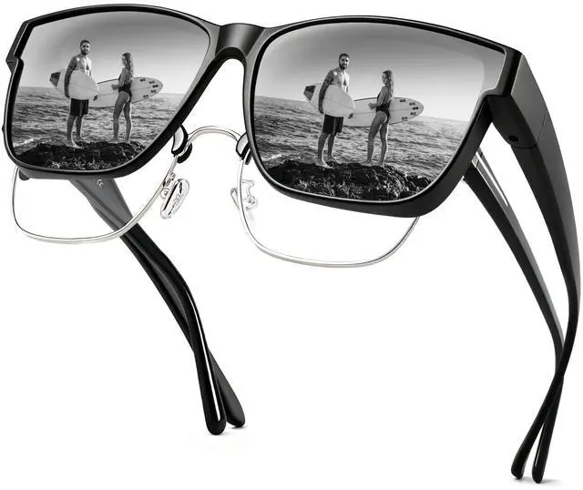 Main image of Polarized Sunglasses Fit Over Glasses for Men Women, Oversized Square Sun Glasses UV400 Protection