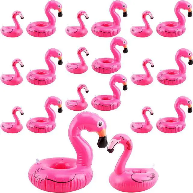 Main image of 20 Pcs Inflatable Flamingo Drink Holders Blow up Flamingo Drink Floats Cup Coasters for Pool Bachelorette Party, 2 Size