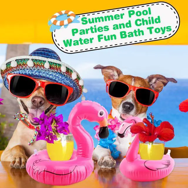 Alt view image 4 of 7 - 20 Pcs Inflatable Flamingo Drink Holders Blow up Flamingo Drink Floats Cup Coasters for Pool Bachelorette Party, 2 Size