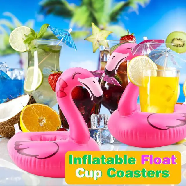 Alt view image 7 of 7 - 20 Pcs Inflatable Flamingo Drink Holders Blow up Flamingo Drink Floats Cup Coasters for Pool Bachelorette Party, 2 Size