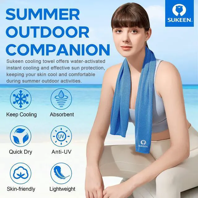 Alt view image 2 of 7 - 4 Pack Cooling Towels (40"x12"), Cooling Neck Wraps, Ice Towel, Soft Breathable Chilly Towel,Microfiber Towel for Yoga,Sport,Running,Gym,Workout,Camping,Fitness,Workout & More Activities