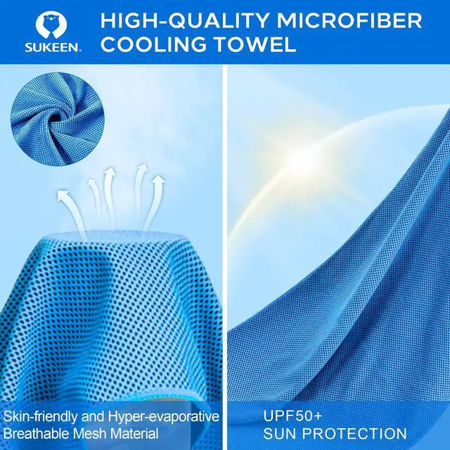 Alt view image 6 of 7 - 4 Pack Cooling Towels (40"x12"), Cooling Neck Wraps, Ice Towel, Soft Breathable Chilly Towel,Microfiber Towel for Yoga,Sport,Running,Gym,Workout,Camping,Fitness,Workout & More Activities