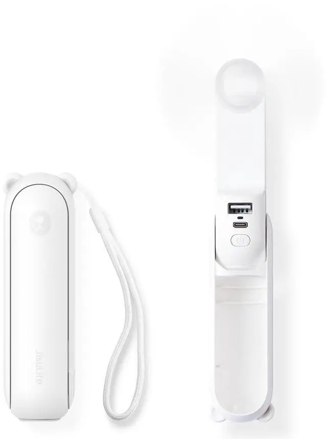 Main image of 3 IN 1 Handheld Mini Fan - Portable Fan & Power Bank & Flashlight, 19H Max Cooling, USB Rechargeable, Pocket-Sized for Travel, Cruise, Concerts, Makeup, 2026 Summer Gifts for Women(White)
