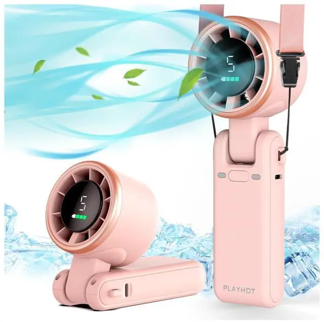 Main image of Portable Handheld Turbo Fan, 5-Speed Personal Fan, USB-C Rechargeable Fan Up to 12 Hours, 3 IN 1 Hand Fan with Air Turbo Tech Cooling, Travel Fan for Cruise, Beach, Gifts for Women (Pink)