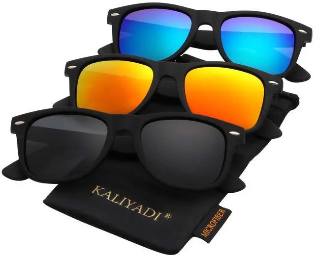 Main image of Polarized Sunglasses for Men and Women Matte Finish Sun glasses Color Mirror Lens UV Blocking (3 Pack)