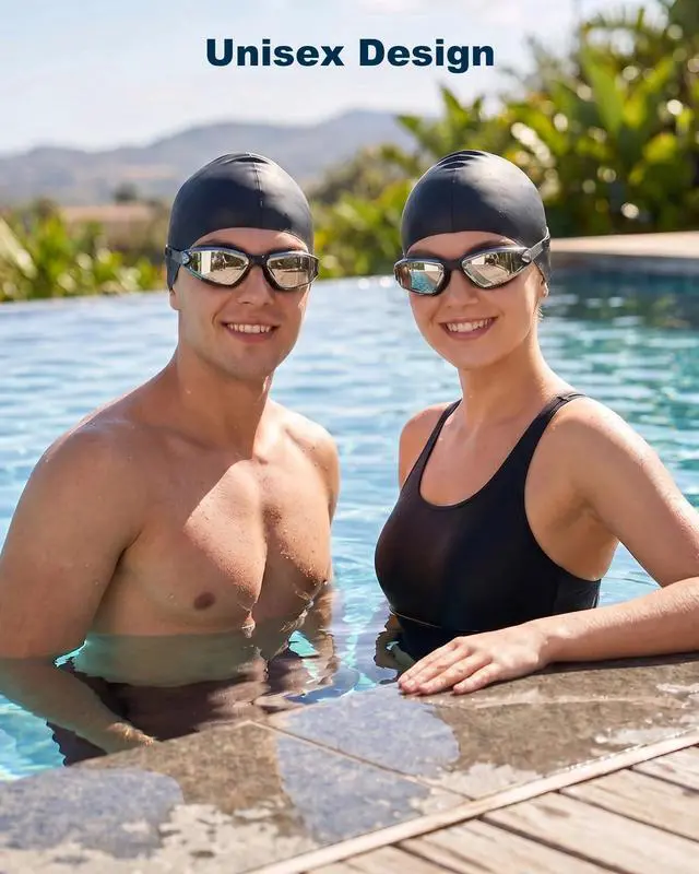 Alt view image 7 of 7 - Swim Goggles Swimming Goggles No Leaking with Nose Clip, Earplugs, Swim Cap and Case for Men Women