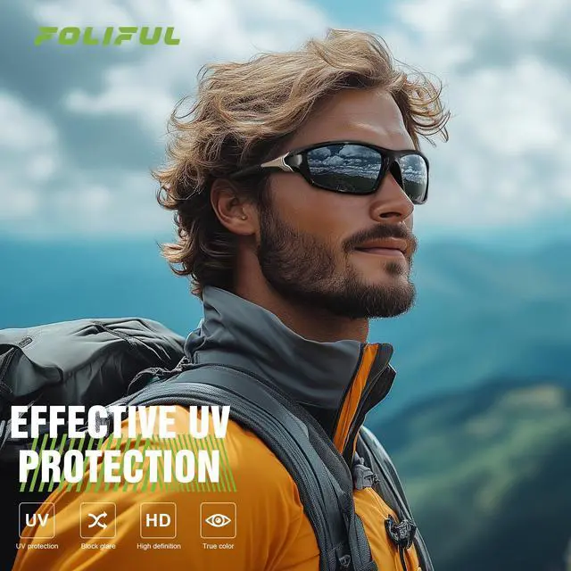 Alt view image 2 of 7 - 3 Pack Polarized Sports Sunglasses for Men, Mens Sunglasses Wrap Around UV400 Protection for Cycling Fishing Driving
