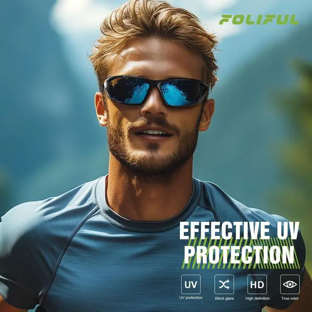 Alt view image 3 of 7 - 3 Pack Polarized Sports Sunglasses for Men, Mens Sunglasses Wrap Around UV400 Protection for Cycling Fishing Driving