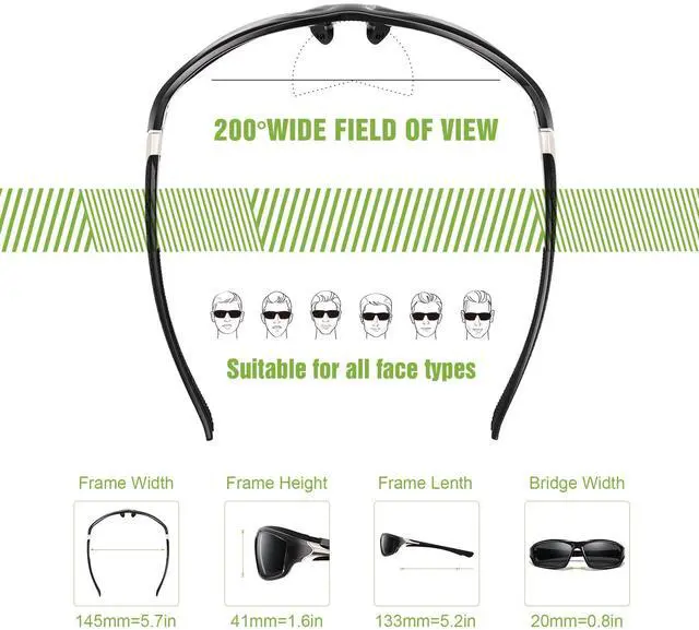 Alt view image 5 of 7 - 3 Pack Polarized Sports Sunglasses for Men, Mens Sunglasses Wrap Around UV400 Protection for Cycling Fishing Driving