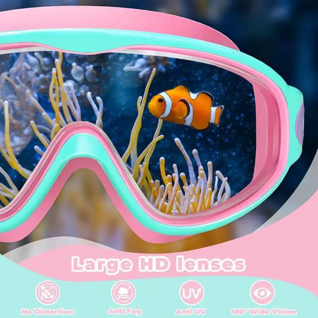 Alt view image 3 of 7 - 2 Pack Swim Goggles for Kids 6-14 8-14 Kids Swimming Goggles Age 3-15 4-7 4-16 8-12 For Boys Girls Youth Toddler Children Pool Water Goggle Anti Fog UV Protection Clear Wide View Waterproof Pink