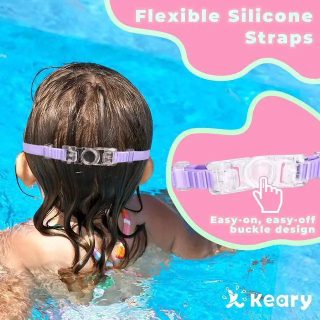Alt view image 6 of 7 - 2 Pack Swim Goggles for Kids 6-14 8-14 Kids Swimming Goggles Age 3-15 4-7 4-16 8-12 For Boys Girls Youth Toddler Children Pool Water Goggle Anti Fog UV Protection Clear Wide View Waterproof Pink