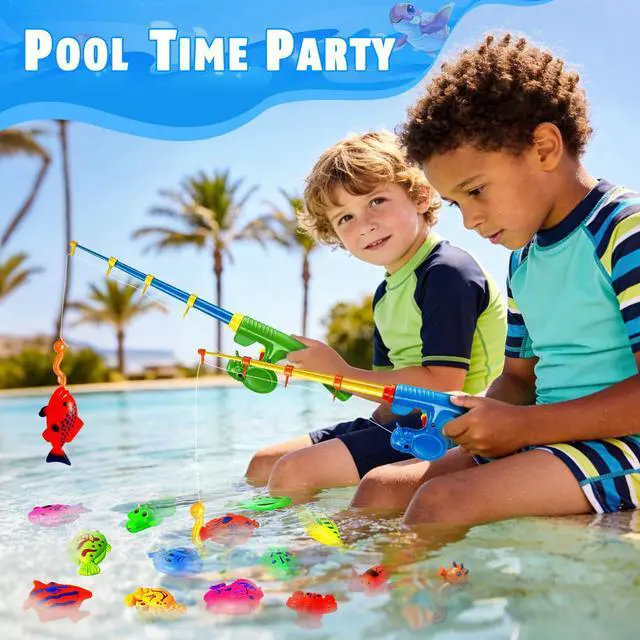 Alt view image 4 of 7 - Magnetic Fishing Toys Game Set for Kids | Water Table Bathtub Kiddie Pool Party Pole Rod Net, Outdoor Plastic Floating Fish, Toddler Bath Color Ocean Sea Animals Birthday Gift Age 3-5 6 4-8