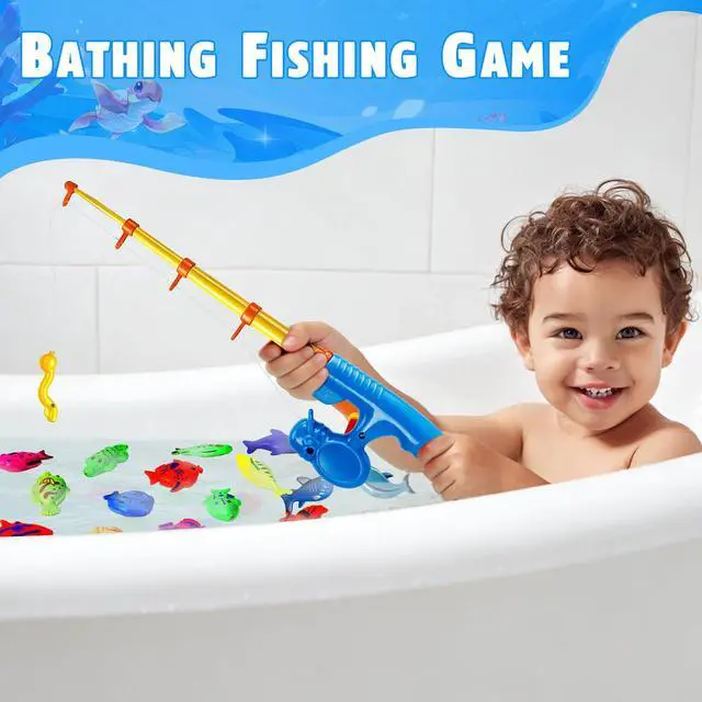 Alt view image 6 of 7 - Magnetic Fishing Toys Game Set for Kids | Water Table Bathtub Kiddie Pool Party Pole Rod Net, Outdoor Plastic Floating Fish, Toddler Bath Color Ocean Sea Animals Birthday Gift Age 3-5 6 4-8