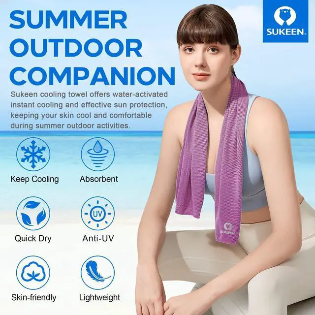Alt view image 2 of 7 - 4 Pack Cooling Towels for Hot Weather 40"x12", Gym Towels for Men and Women, Soft Breathable Workout Towels for Yoga, Running, Sport, & More