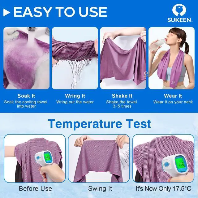 Alt view image 3 of 7 - 4 Pack Cooling Towels for Hot Weather 40"x12", Gym Towels for Men and Women, Soft Breathable Workout Towels for Yoga, Running, Sport, & More