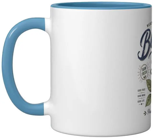 Main image of Blueberry Bliss Wildly Good Farm Fresh Vintage Retro Berry Ceramic Mug, Blue/White