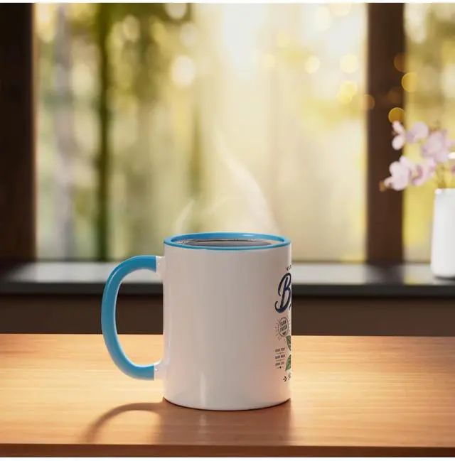 Alt view image 3 of 4 - Blueberry Bliss Wildly Good Farm Fresh Vintage Retro Berry Ceramic Mug, Blue/White
