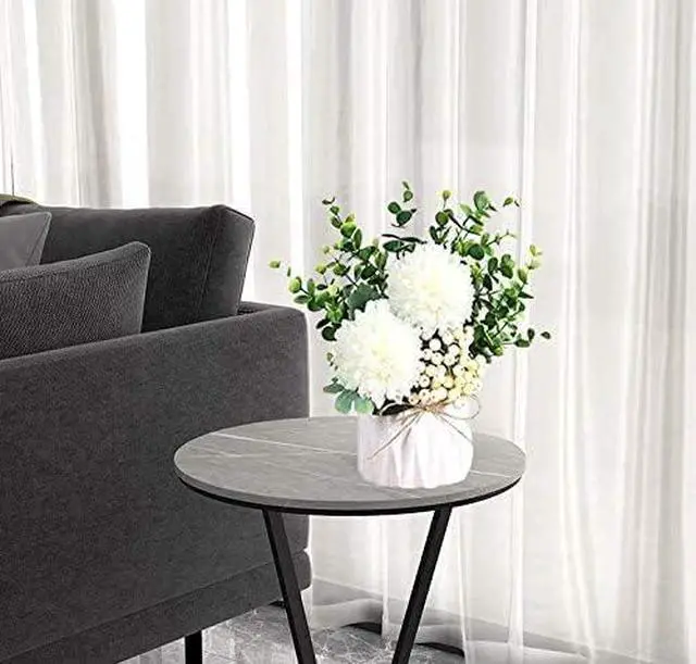 Alt view image 4 of 5 - Artificial Flower Hydrangea and Small CeramicVase Fake Plant Eucalyptus Leaf Berry Flower Arrangement for Home Decoration (White)