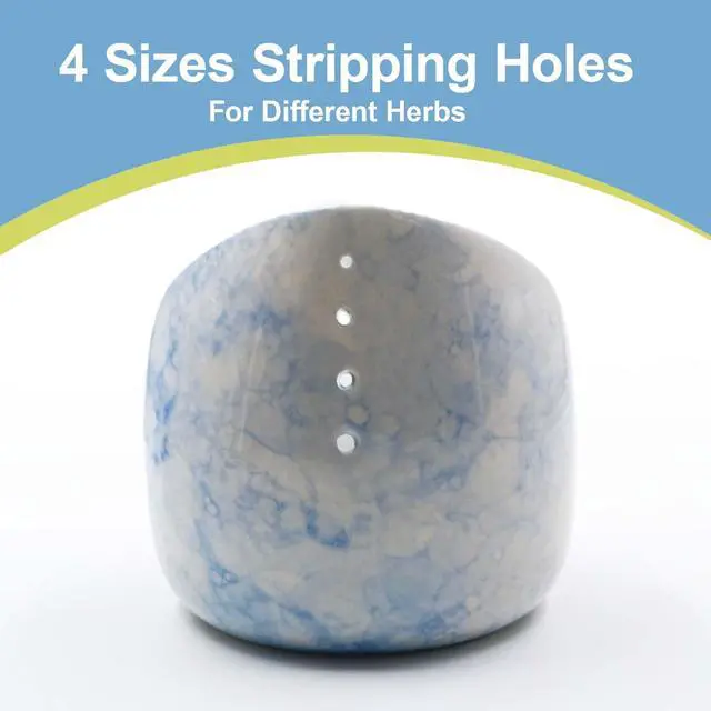 Alt view image 2 of 7 - Pottery Blue Handmade Herb Stripper Bowl Kitchen Tool for Efficient Parsley, Basil, Rosemary, Thyme, Mint Leaf Removal & Stripping,Ceramic Stylish Serving Dish for Berries Nuts Dips Fruits Snacks