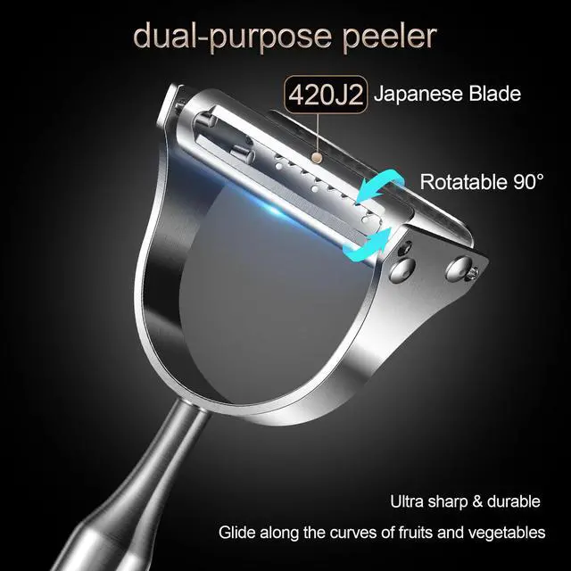 Alt view image 4 of 7 - 2 in1Julienne Vegetable Peeler,Stainless Steel Silver