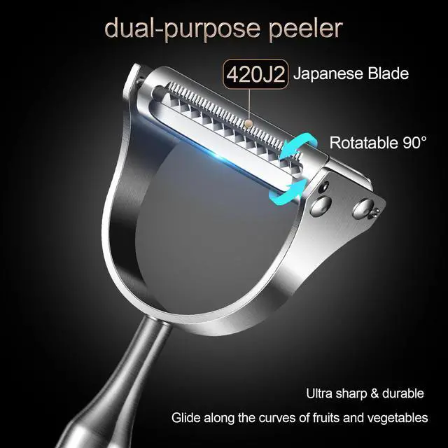 Alt view image 5 of 7 - 2 in1Julienne Vegetable Peeler,Stainless Steel Silver