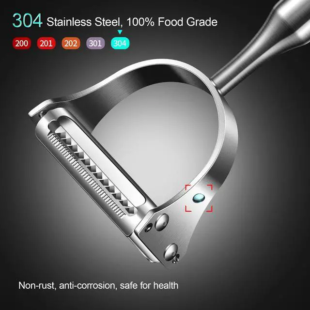 Alt view image 7 of 7 - 2 in1Julienne Vegetable Peeler,Stainless Steel Silver