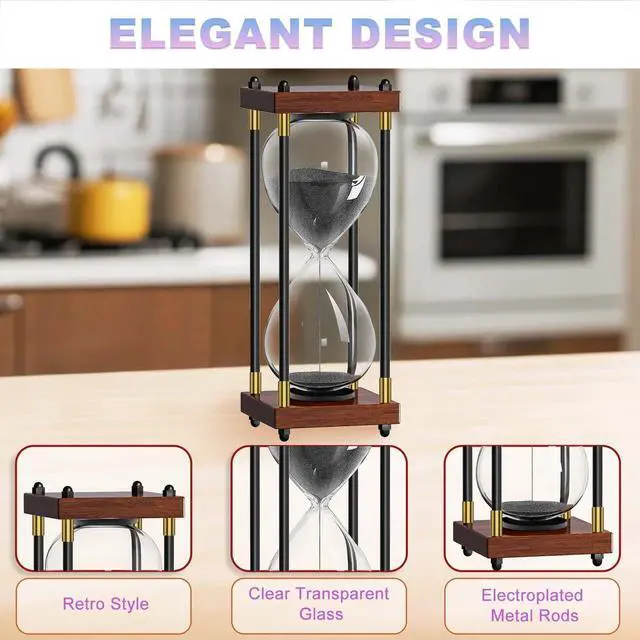 Alt view image 3 of 7 - Sand Timer 15 Minute, 15 Min Hourglass Sand Clock, 15 Minutes Wooden Retor Hour Glass, Sandglass, Reloj de Arena, Creative, Decoration, Office