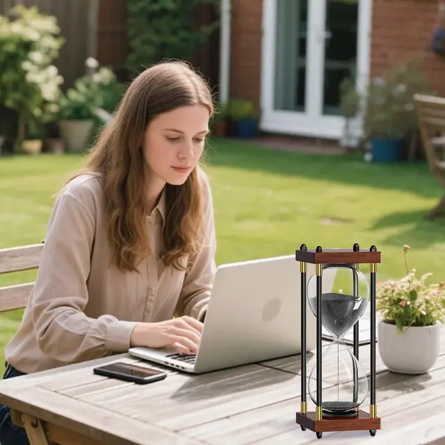 Alt view image 5 of 7 - Sand Timer 15 Minute, 15 Min Hourglass Sand Clock, 15 Minutes Wooden Retor Hour Glass, Sandglass, Reloj de Arena, Creative, Decoration, Office